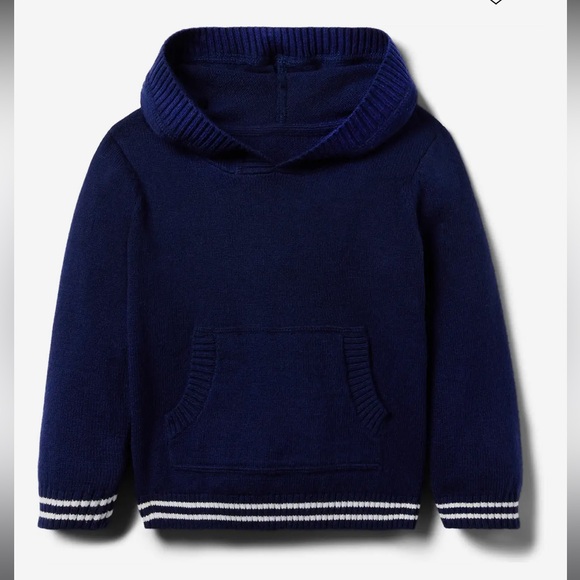 Janie and Jack Navy Hoodie with White Stripes - Picture 1 of 5